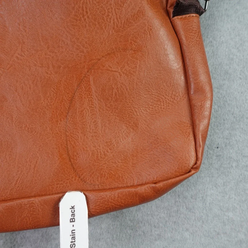 CarlKimu Messenger Bag Mens OS Brown Sport Casual Faux Leather Crossbody